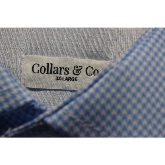 Collars & Co Shirt Mens 3XL Relaxed Polo Houndstooth Dress Collar Blue Casual - Picture 5 of 6